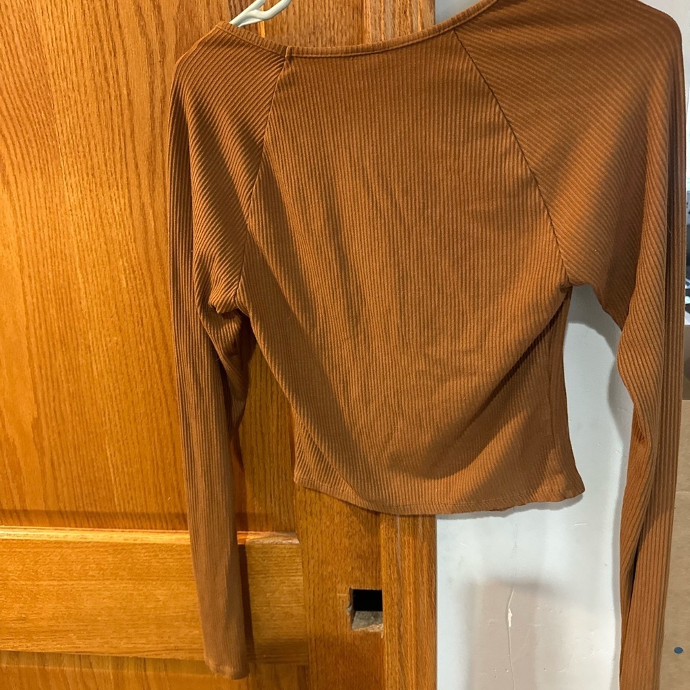 Wild Fable Rust Ribbed Long Sleeve Top - Picture 2 of 3